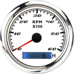85mm Electrical 60 RPM Black Face White LED Tachometer with Hour Meter for Marine - Image 2