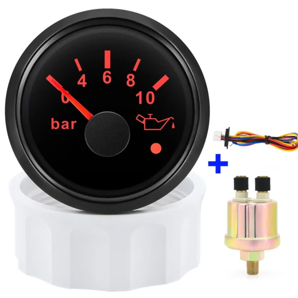 2 52mm Oil Pressure Meter Gauge 0-10Bar with 1/8NPT Sensor for Car Boat Truck