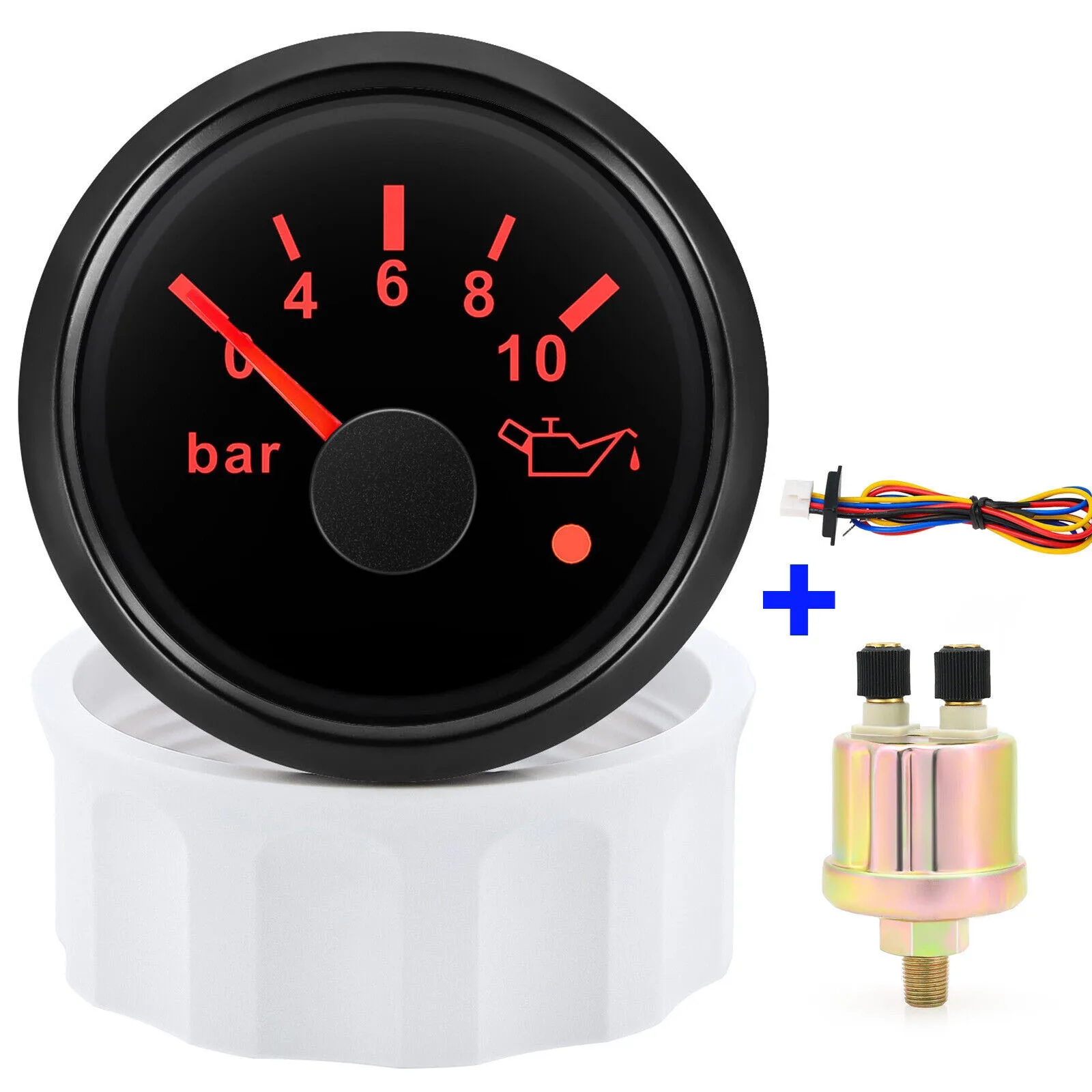 Hf5e2d6e2d57449cc9af0e065054d977ex.webp 2 52mm Oil Pressure Meter Gauge 0-10Bar with 1/8NPT Sensor for Car Boat Truck - Image 1