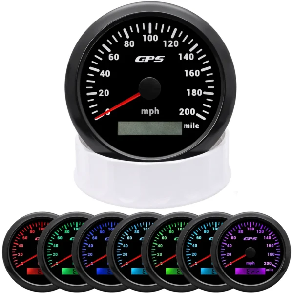 85mm Black Digital GPS Speedometer 0-200MPH Gauge Odometer for Car Boat Truck US
