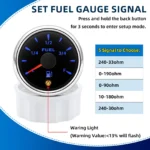 52mm Boat Fuel Level Gauge 240-33/0-90/0-190ohm/10-180/240-30ohm 7 Colors LED - Image 3