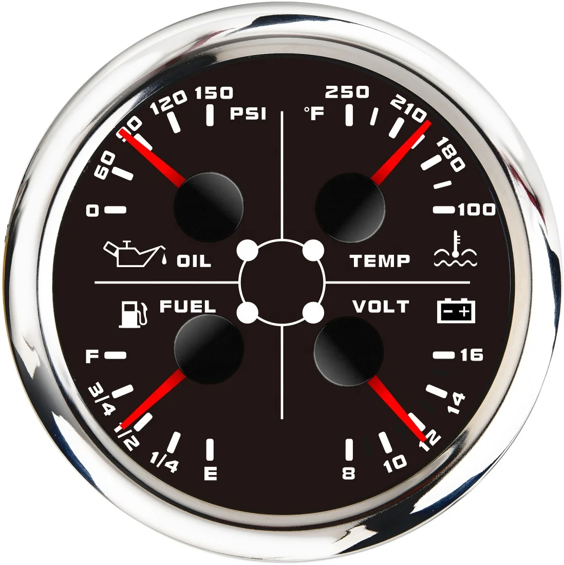 Hf8199460c50946e195b7cd473f0a1c1bW.webp 85mm 4 in 1 Black Oil Pressure Fuel Level Meter Voltage Water Temperature Gauge Multifunction Gauge Warning Function Car Truck - Image 1