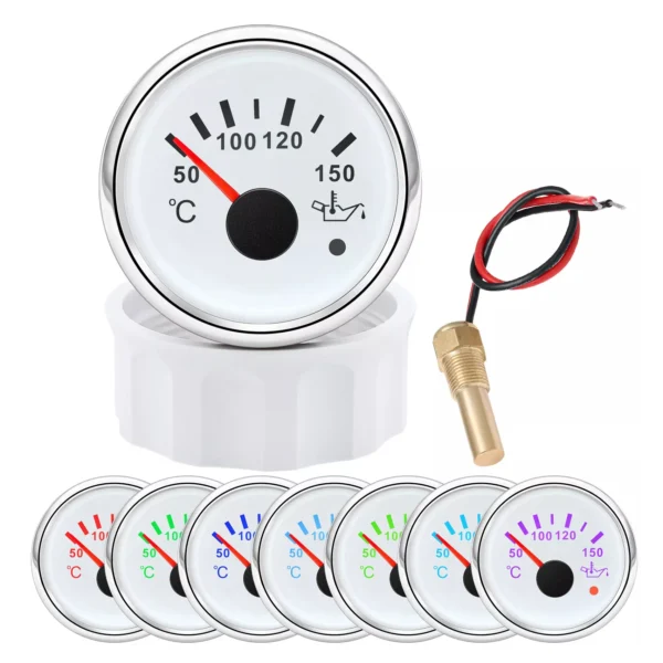 52mm Waterproof Oil Temperature Gauge With 1/8NPT Oil Temp Sensor for Boat Car