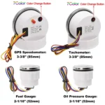 Auto Gauge Set 7 Color GPS Speedometer 8000 RMP Tachometer 240-33 Ohm Fuel Oil Pressure Auto Gauge Kit for Boat - Image 2