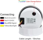 Tachometer 85mm 3-3/8 Boat Tachometer Gauge 7 Color LED RPM Tacometer Meter Automotive Replacement Tachometers 0-4000 RPM Black - Image 6