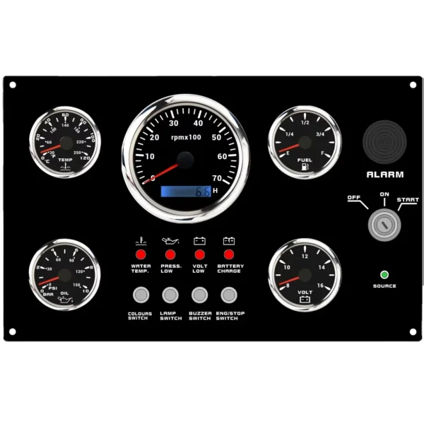 7 Backlights 335*200mm Multi-Function Marine Engine Instrument Gauge Panel
