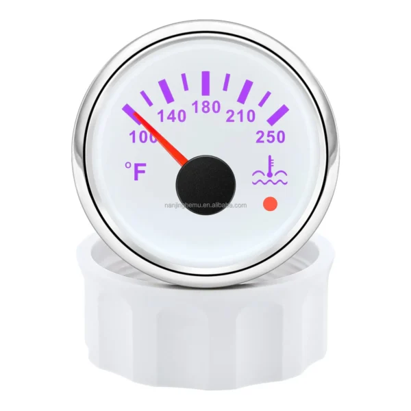 52mm 2inch Electrical Auto Meter Needle Warning Light White Faceplate Water Temp Gauge